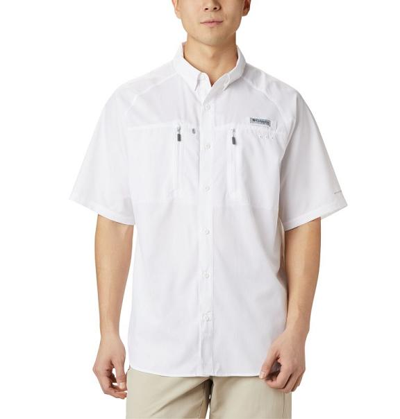 Columbia PFG Terminal Tackle Fishing Shirts White For Men's NZ93564 New Zealand